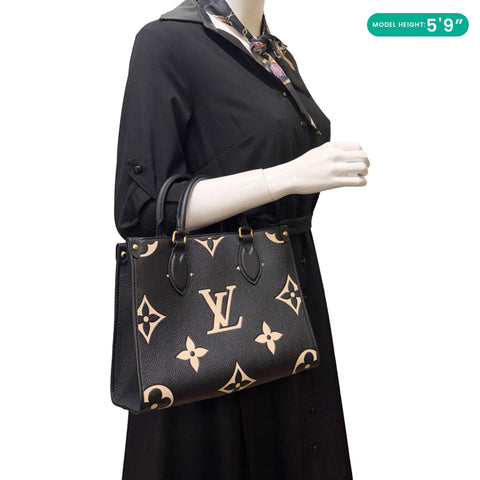 LOUIS VUITTON Onthego PM Monogram Empreinte Tote Shoulder Bag Bicolor