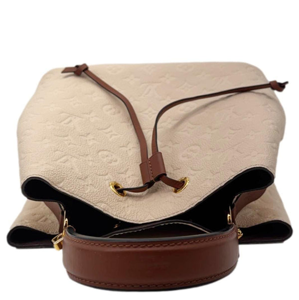 LOUIS VUITTON NeoNoe MM Monogram Empreinte Leather Shoulder Bag Beige