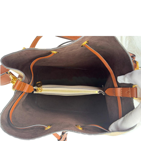 LOUIS VUITTON NeoNoe MM Monogram Empreinte Leather Shoulder Bag Beige