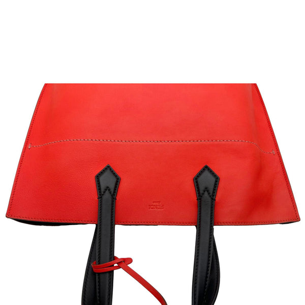 FENDI All In Leather Shopping Tote Bag Red