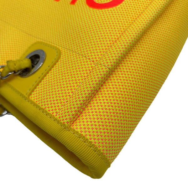 CHANEL Deauville Mini Canvas Shopping Tote Bag Yellow