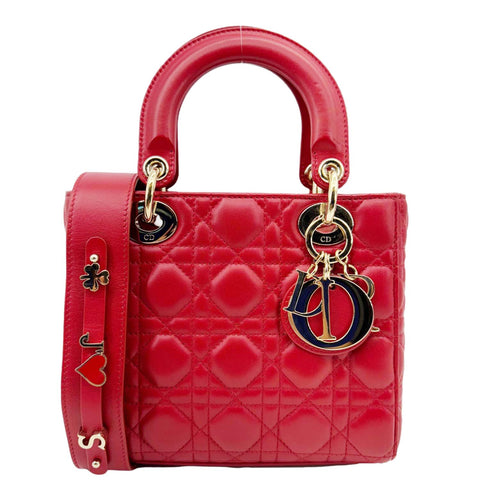 CHRISTIAN DIOR Lady Dior My ABCDior Small Cannage Leather Shoulder Bag Red