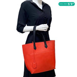 FENDI All In Leather Shopping Tote Bag Red