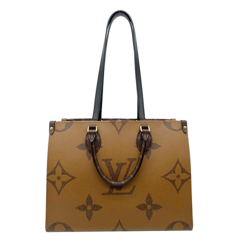 LOUIS VUITTON Onthego MM Giant Monogram Reverse Canvas Tote Bag Brown