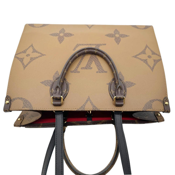 LOUIS VUITTON Onthego MM Giant Monogram Reverse Canvas Tote Bag Brown