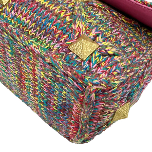 VALENTINO Roman Stud Woven Wool Crossbody Bag Feminine Pink