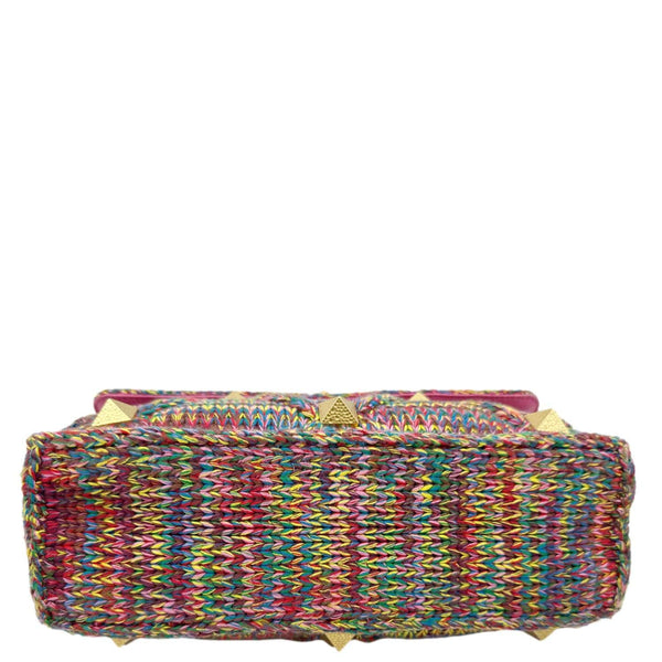 VALENTINO Roman Stud Woven Wool Crossbody Bag Feminine Pink