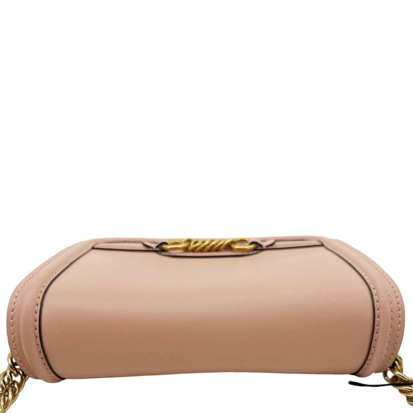 BURBERRY Link Flap Soft Calfskin Leather Crossbody Bag Rose Gold