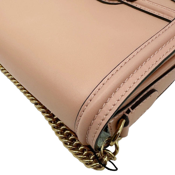 BURBERRY Link Flap Soft Calfskin Leather Crossbody Bag Rose Gold