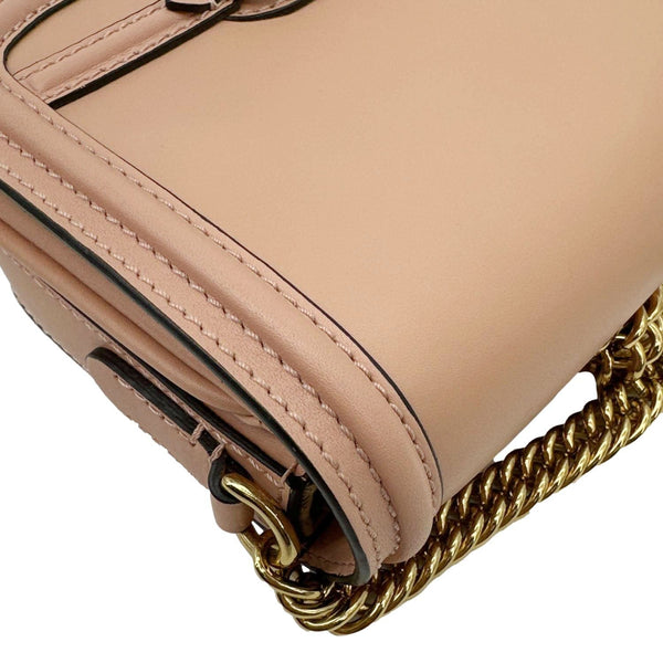 BURBERRY Link Flap Soft Calfskin Leather Crossbody Bag Rose Gold