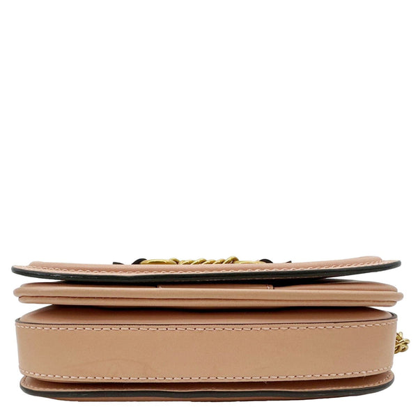 BURBERRY Link Flap Soft Calfskin Leather Crossbody Bag Rose Gold