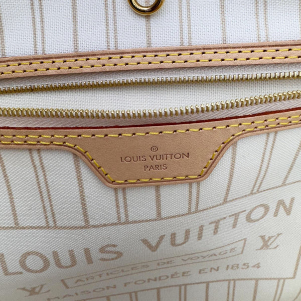 LOUIS VUITTON Neverfull GM Damier Azur Tote Shoulder Bag White