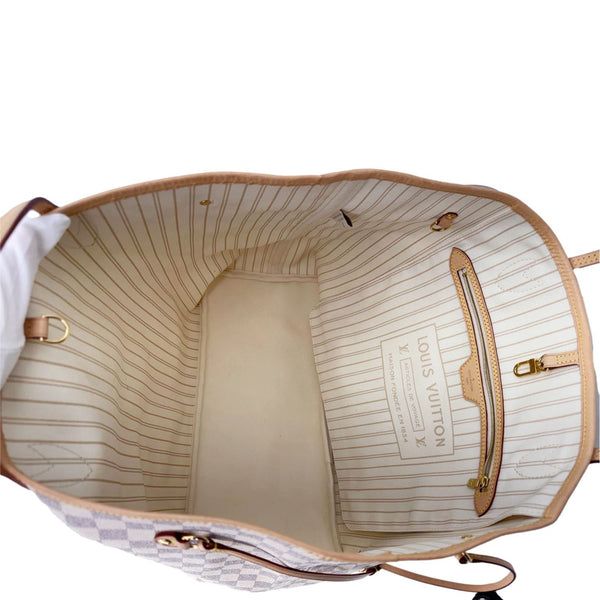 LOUIS VUITTON Neverfull GM Damier Azur Tote Shoulder Bag White