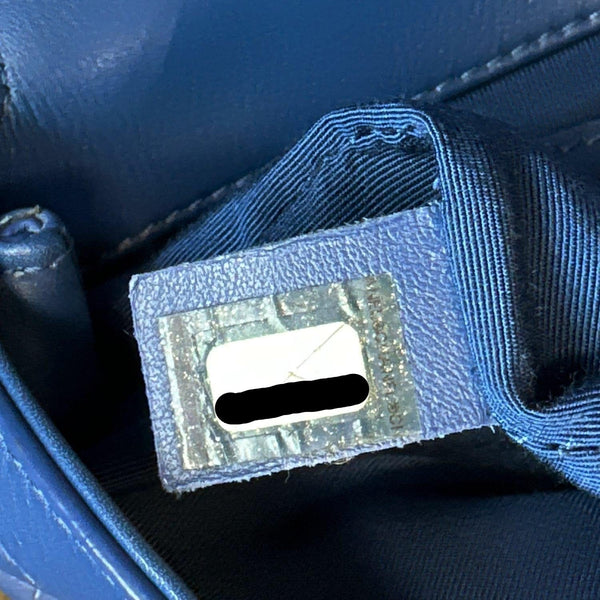 CHANEL Stitched Covered CC Flap Quilted Calfskin Leather Crossbody Bag Blue