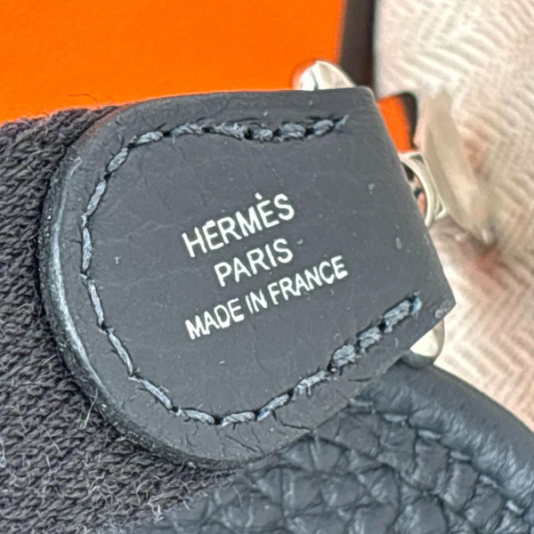 HERMES Evelyne TPM 16 Clemence Leather Crossbody Bag Black