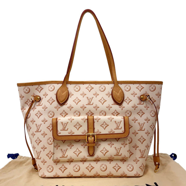 LOUIS VUITTON Neverfull MM Fall for You Monogram Canvas Tote Bag Beige