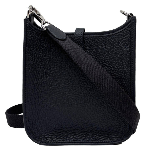 HERMES Evelyne TPM 16 Clemence Leather Crossbody Bag Black
