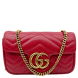 GUCCI GG Marmont Super Mini Matelasse Leather Crossbody Bag Red 476433