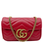 GUCCI GG Marmont Super Mini Matelasse Leather Crossbody Bag Red 476433