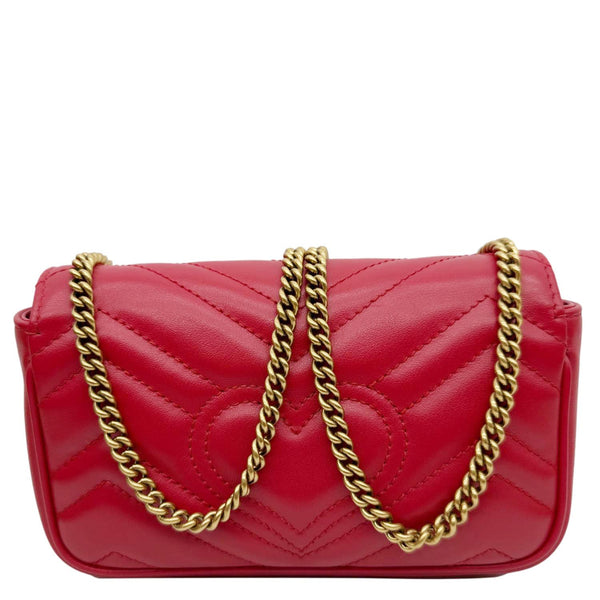 GUCCI GG Marmont Super Mini Matelasse Leather Crossbody Bag Red 476433