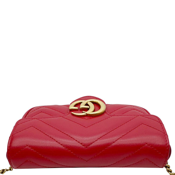 GUCCI GG Marmont Super Mini Matelasse Leather Crossbody Bag Red 476433