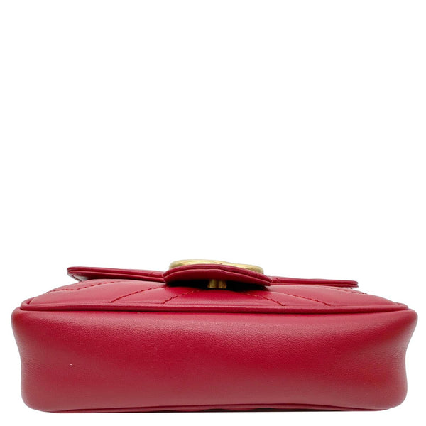 GUCCI GG Marmont Super Mini Matelasse Leather Crossbody Bag Red 476433