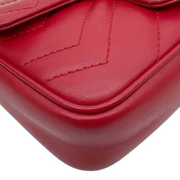 GUCCI GG Marmont Super Mini Matelasse Leather Crossbody Bag Red 476433