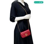 GUCCI GG Marmont Super Mini Matelasse Leather Crossbody Bag Red 476433