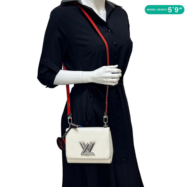 LOUIS VUITTON Twist PM Braided Handle Epi Leather Shoulder Bag White