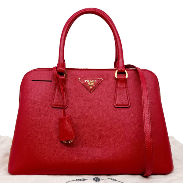 PRADA Promenade Medium Saffiano Lux Leather Shoulder Bag Red