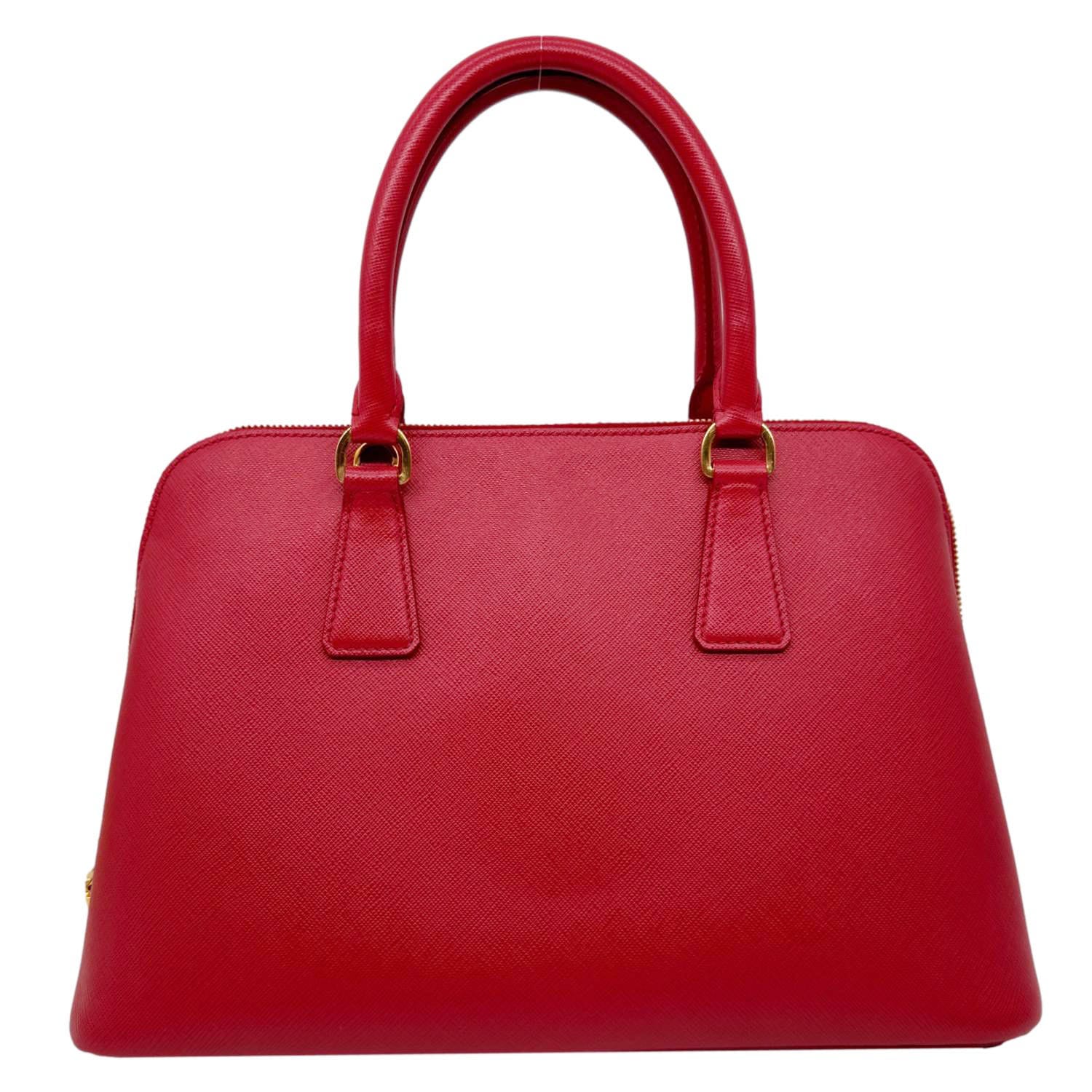 PRADA Promenade Medium Saffiano Lux Leather Shoulder Bag Red