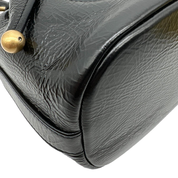 CHANEL Mini Drawstring Shiny Aged Calfskin Leather Bucket Bag Black