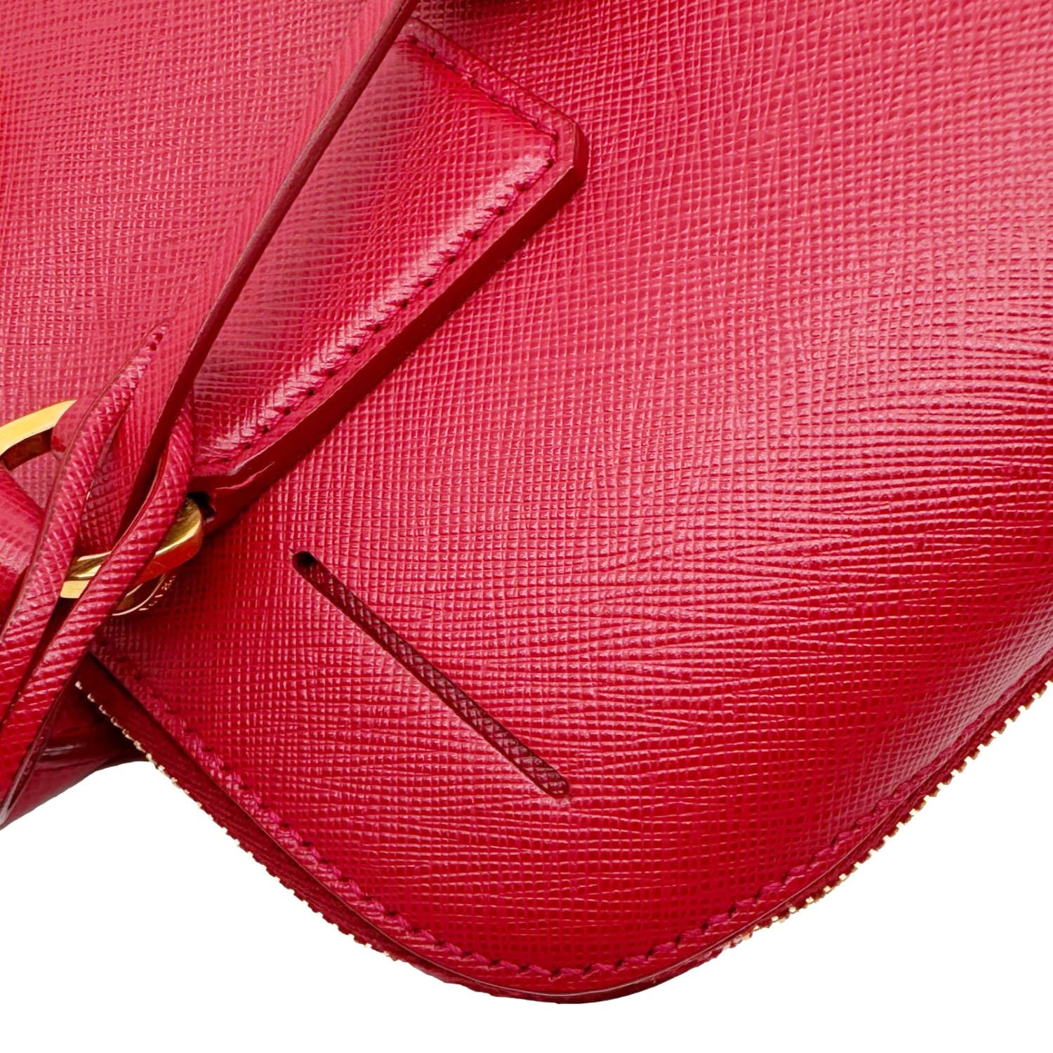 PRADA Promenade Medium Saffiano Lux Leather Shoulder Bag Red
