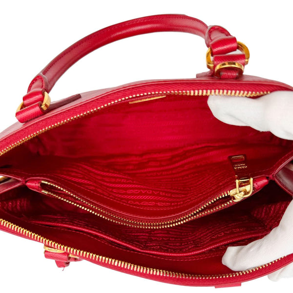 PRADA Promenade Medium Saffiano Lux Leather Shoulder Bag Red