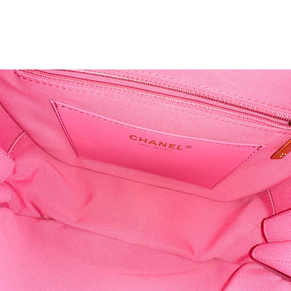 CHANEL Interlocking CC Quilted Caviar Leather Vanity Shoulder Bag Pink