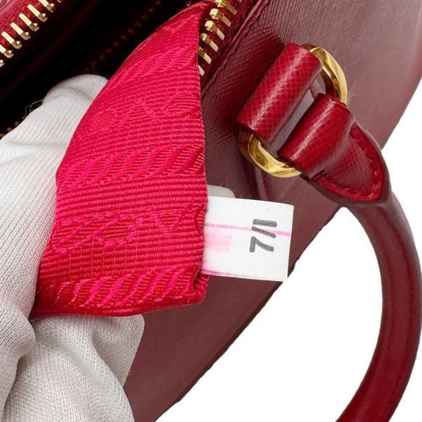 PRADA Promenade Medium Saffiano Lux Leather Shoulder Bag Red