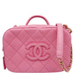 CHANEL Interlocking CC Quilted Caviar Leather Vanity Shoulder Bag Pink
