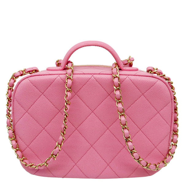 CHANEL Interlocking CC Quilted Caviar Leather Vanity Shoulder Bag Pink