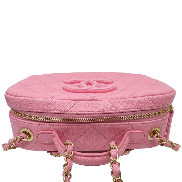CHANEL Interlocking CC Quilted Caviar Leather Vanity Shoulder Bag Pink