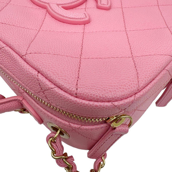 CHANEL Interlocking CC Quilted Caviar Leather Vanity Shoulder Bag Pink