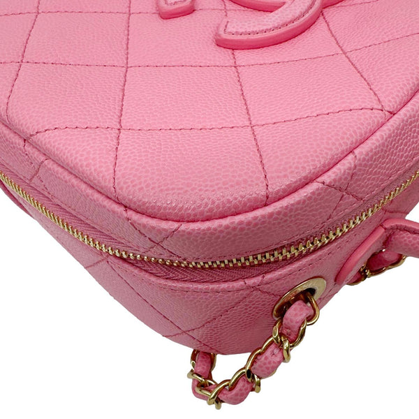 CHANEL Interlocking CC Quilted Caviar Leather Vanity Shoulder Bag Pink