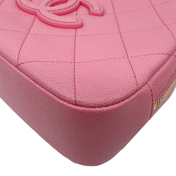 CHANEL Interlocking CC Quilted Caviar Leather Vanity Shoulder Bag Pink