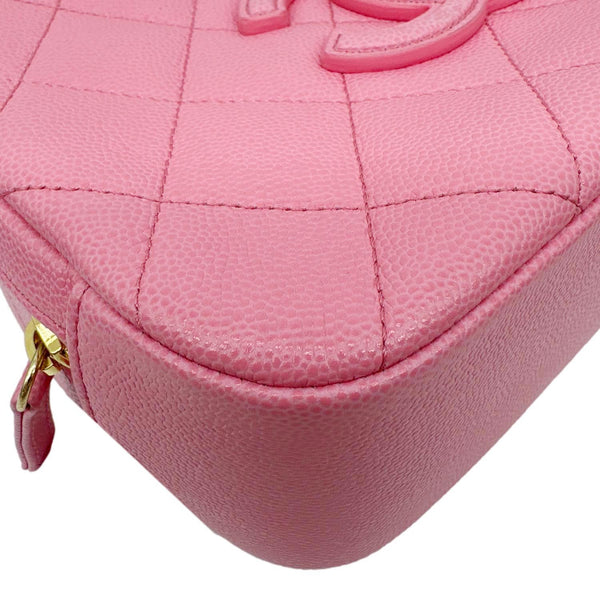 CHANEL Interlocking CC Quilted Caviar Leather Vanity Shoulder Bag Pink