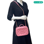 CHANEL Interlocking CC Quilted Caviar Leather Vanity Shoulder Bag Pink
