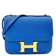 HERMES Constance 18 Bleu Leather Crossbody Bag Blue