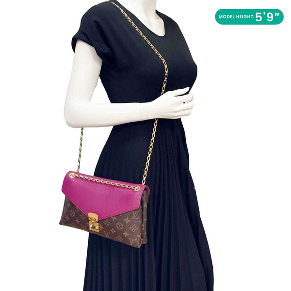 Louis Vuitton LOUIS VUITTON Pallas Chain Monogram Canvas Crossbody Bag Aurore
