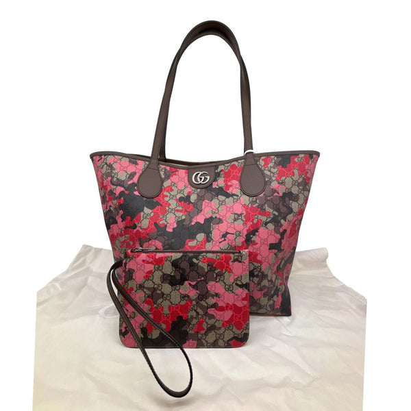 GUCCI Camouflage Large GG Supreme Canvas Tote Bag Pink 856877