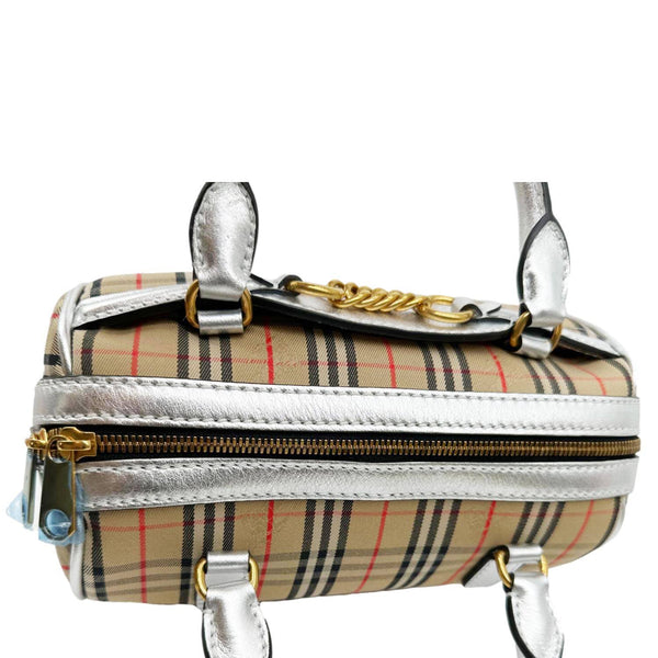 BURBERRY 1983 Knight Link Small Check Canvas Bowling Bag Beige