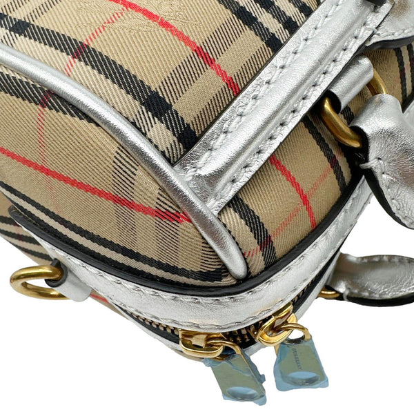 BURBERRY 1983 Knight Link Small Check Canvas Bowling Bag Beige