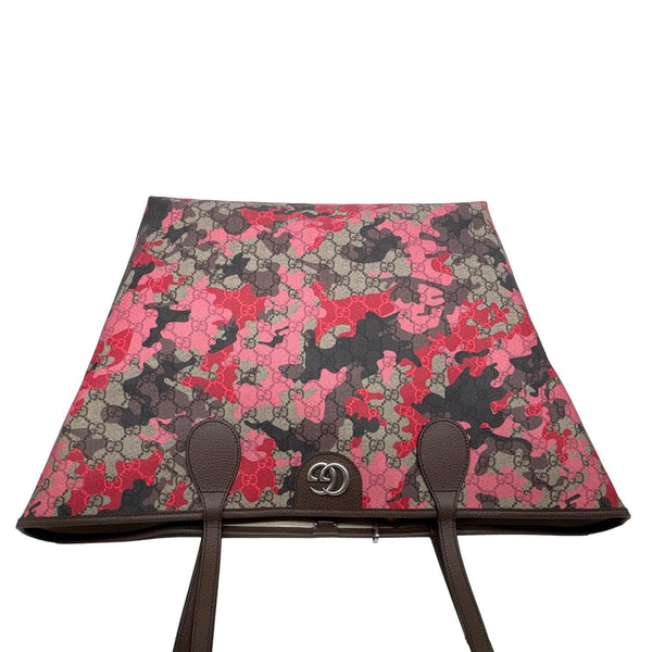 GUCCI Camouflage Large GG Supreme Canvas Tote Bag Pink 856877